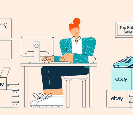 Illustrated image of a woman working at a computer
